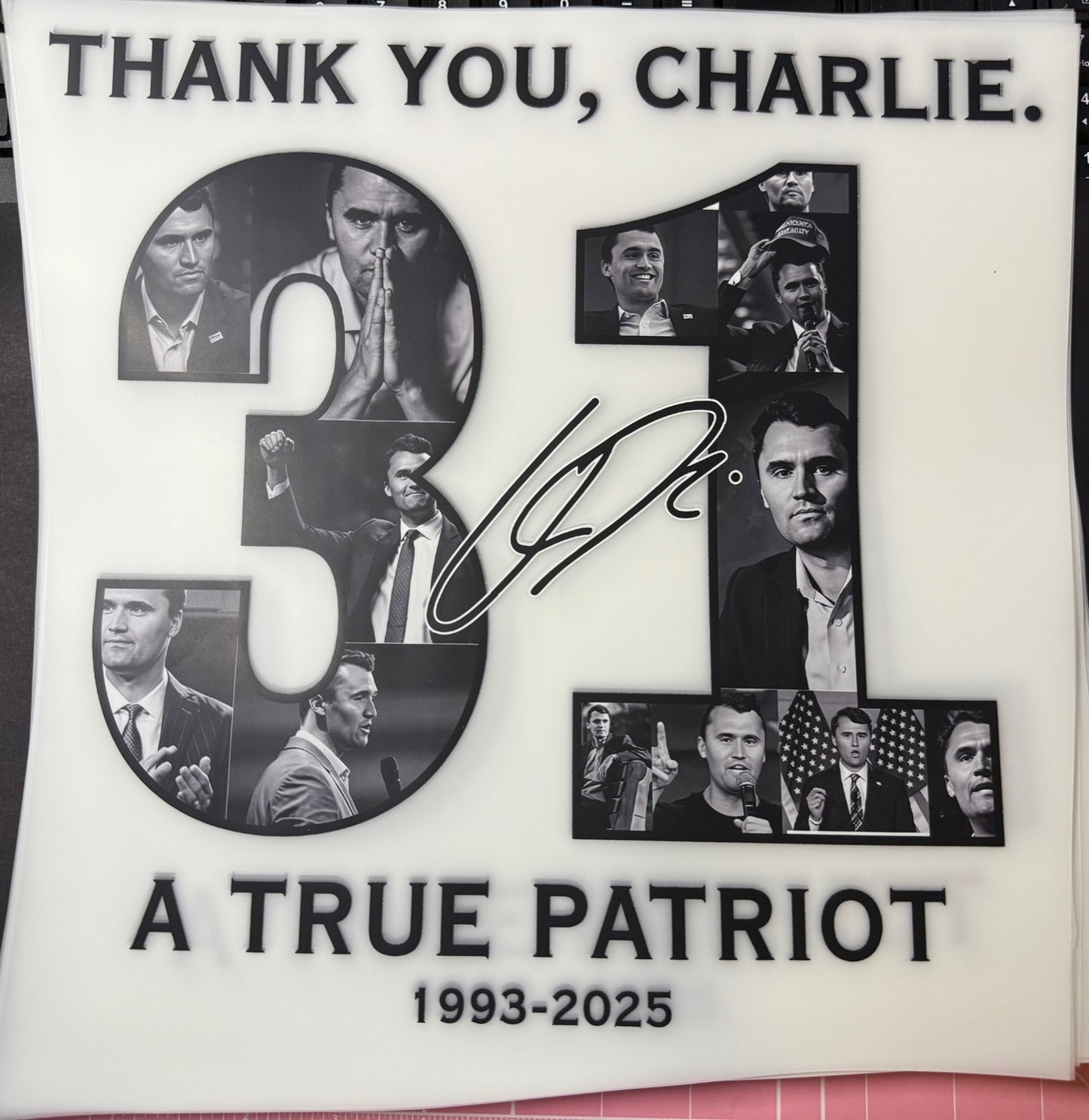 Charlie.Kirk.Tribute DTF Transfers | A True Patriot Heat Press Prints 12inch