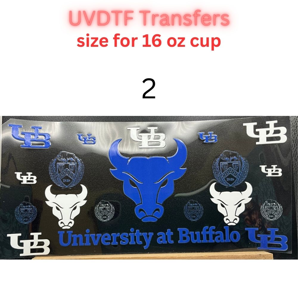 Blue Buffalo Inspired UV DTF Cup Wrap Transfers | College Spirit 16 oz Glass Can Decals | Western Bull Cup Wraps