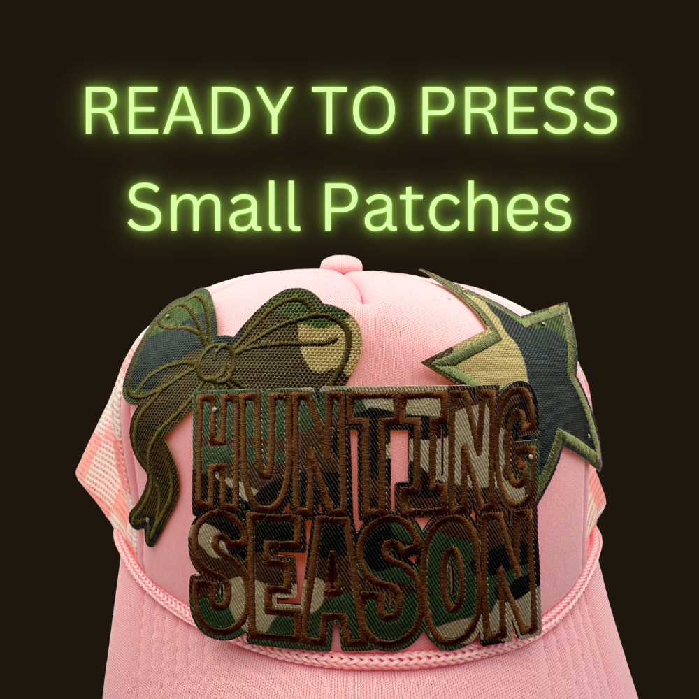 Camo Hunting Season Patches – Ready to Press Small Iron-On Embroidery Appliques