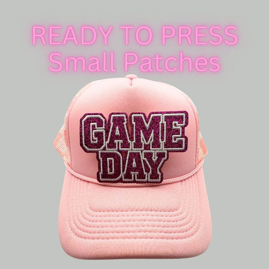 Ready to Press “Game Day” Glitter Patches – Sparkly Heat Press Patches for Hats, Tees & DIY Apparel (Multiple Colors)