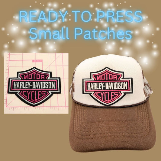 Ready to Press Small Motorcycle Logo Patches for Trucker Hats – Assorted Wing & Shield Designs