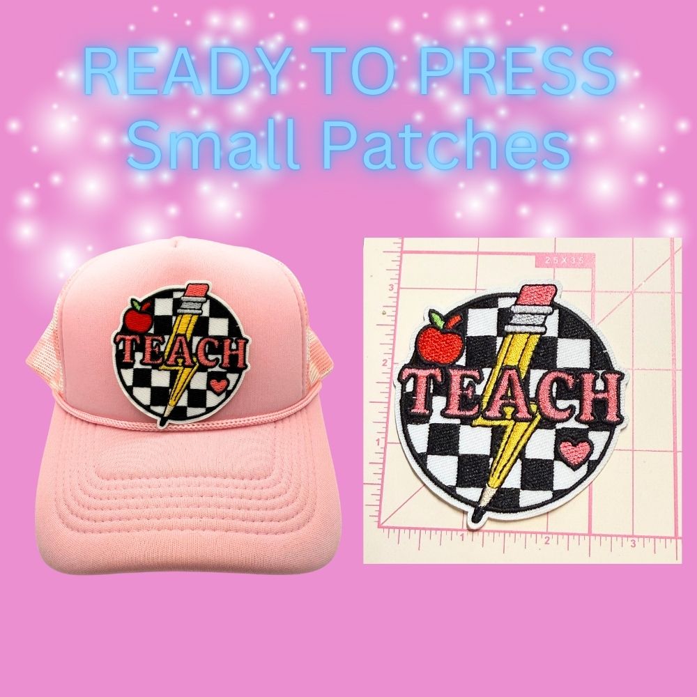🍎✨ Ready to Press Small Patches – Teacher & Classroom Inspired Designs