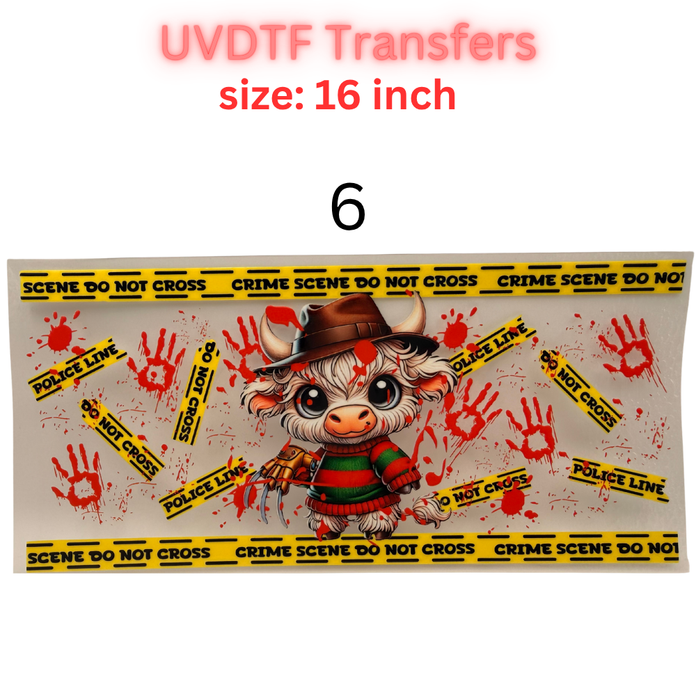 True Crime Inspired UVDTF Transfers | 16 Inch Wraps | Crime Scene Aesthetic Designs | Cup Wrap Bundle