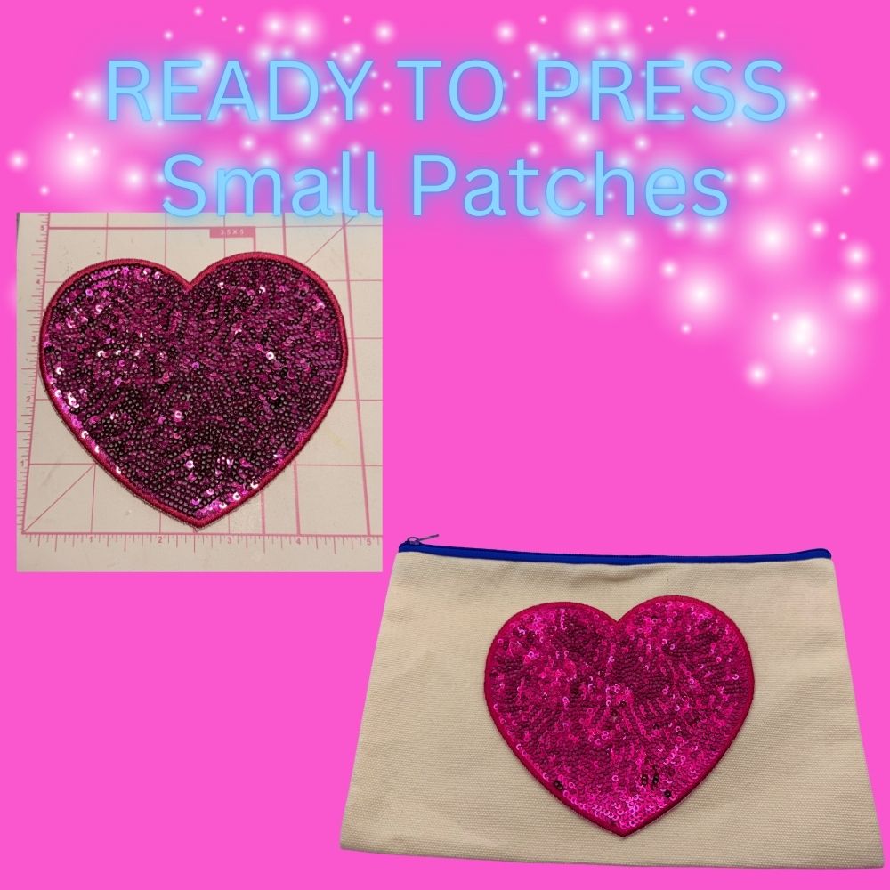 READY TO PRESS Sequin Heart Patch – Small