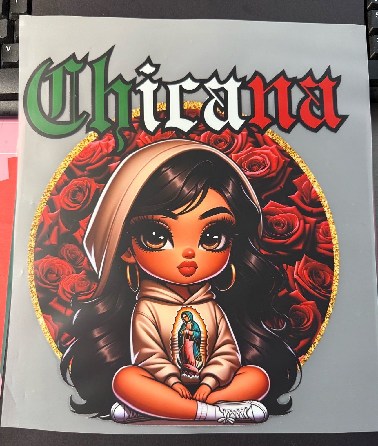 🌹 Chicana DTF Heat Transfer – Ready to Press Graphic for Hoodies, Shirts & More 🌹