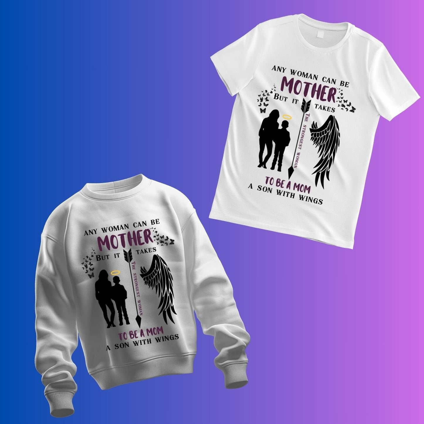 Memorial Mom & Son Teenager, little older Son Digital Files – PNG & SVG Downloads