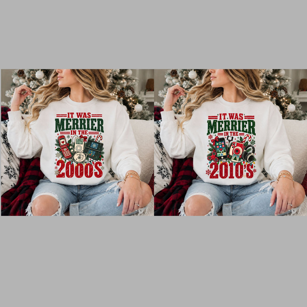 It Was Merrier in the Decades PNG Bundle | 20s–2010s Retro Christmas Designs | 10 Digital PNG Files | Vintage Holiday Shirt Graphics