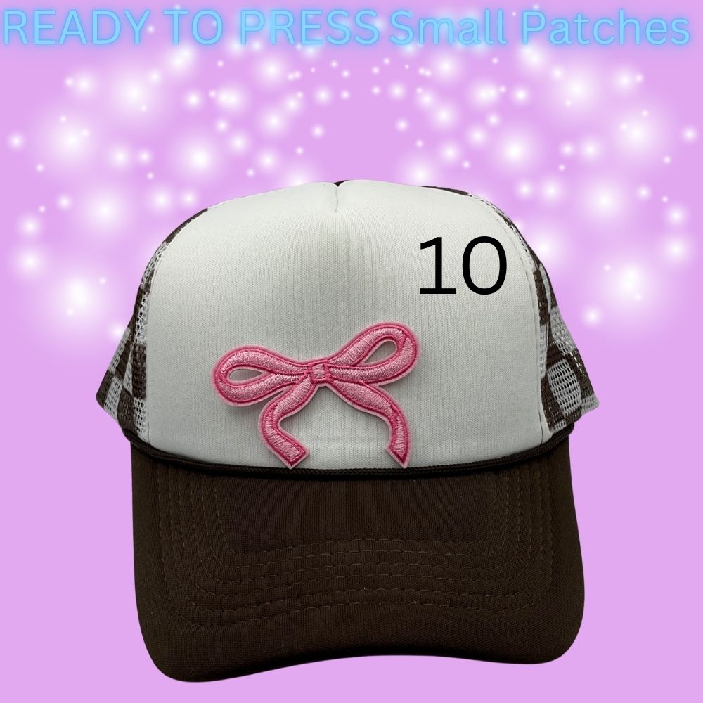 ✨ Ready to Press Small Bow Patches – Heat Transfer Embroidered Bows (10 Color Options)
