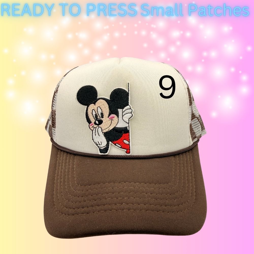 Cartoon Style Mouse Inspired Patches | Small Embroidered Iron-On Patches | Cute Character Head Patches | Hat & Clothing Heat Transfer