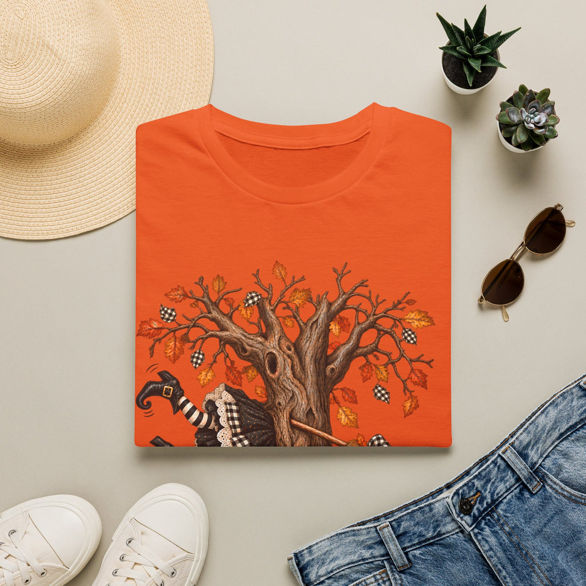 Fall Witch T-Shirt — 'Well, Shit' Halloween Tree Design