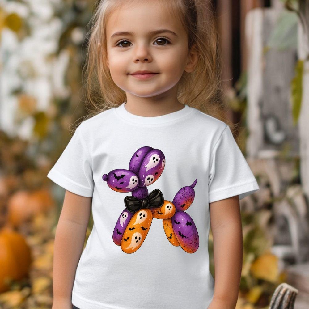 Halloween Balloon Dog DTF Transfer – Spooky Cute Ghost & Bat Balloon Design | Ready to Press Heat Transfer for Kids & Adults