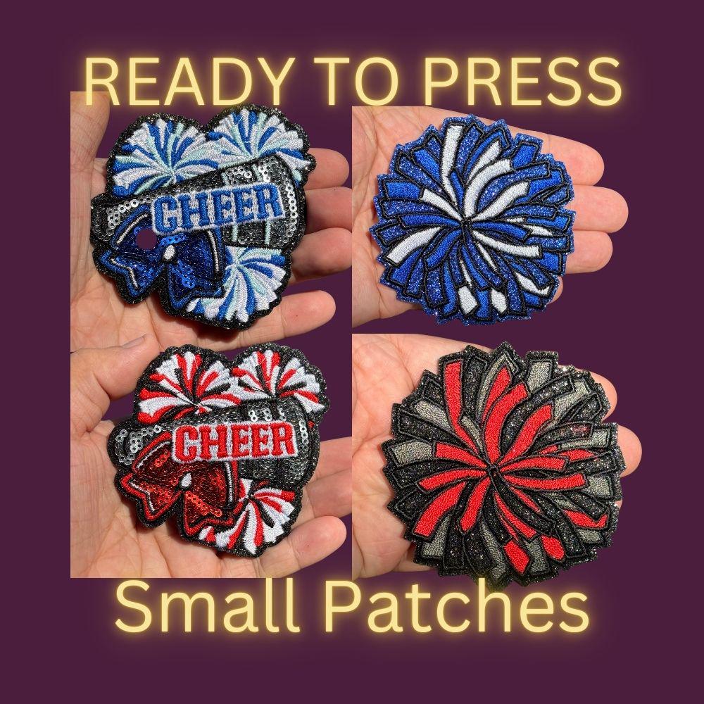 Cheer Pom Pom Sequin Patches – Small Iron-On Appliques for Cheerleading Spirit Wear