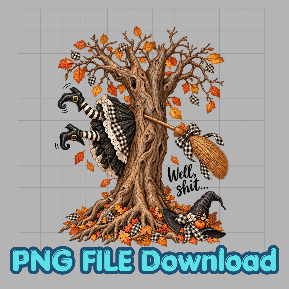 Well, Shit… Crashed Witch PNG | Funny Halloween Digital Download