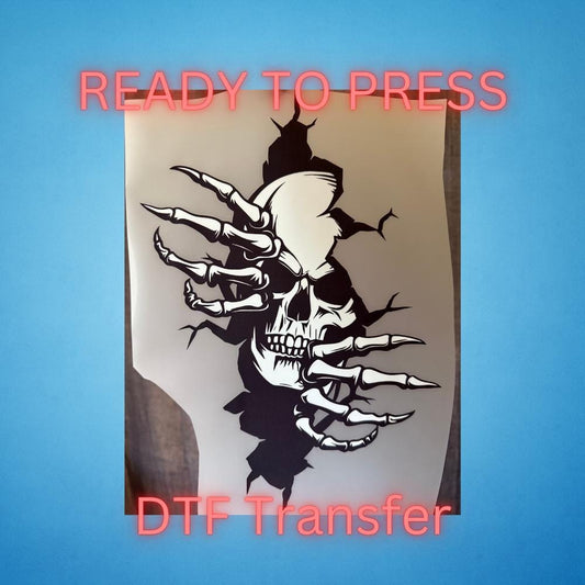 Skull in the Wall DTF Transfer – Ready to Press Heat Transfer for Shirts, Hoodies & Totes