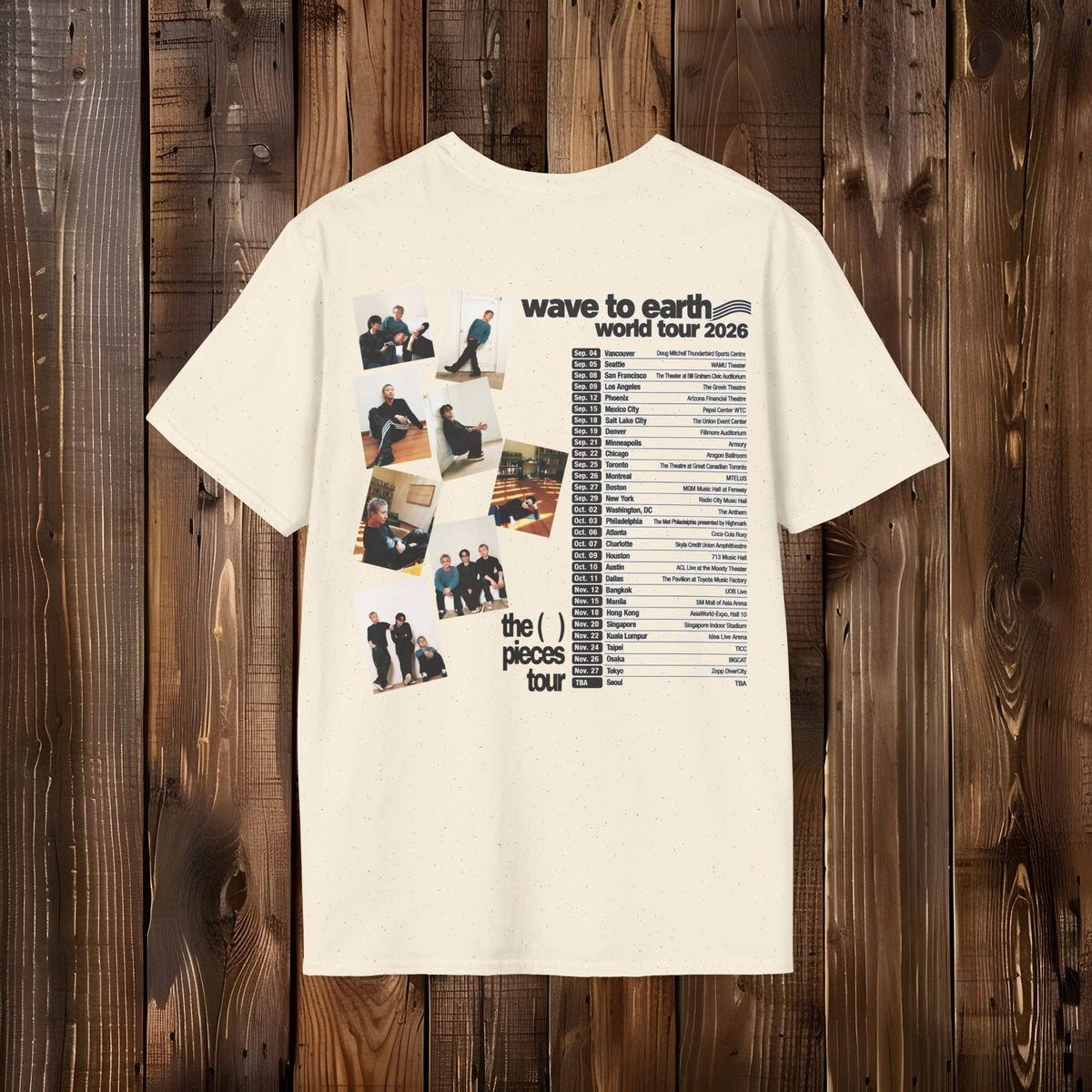 Wave to Earth World Tour 2026 T-Shirt — Band Tour Tee with Tour Dates & Photo Collage