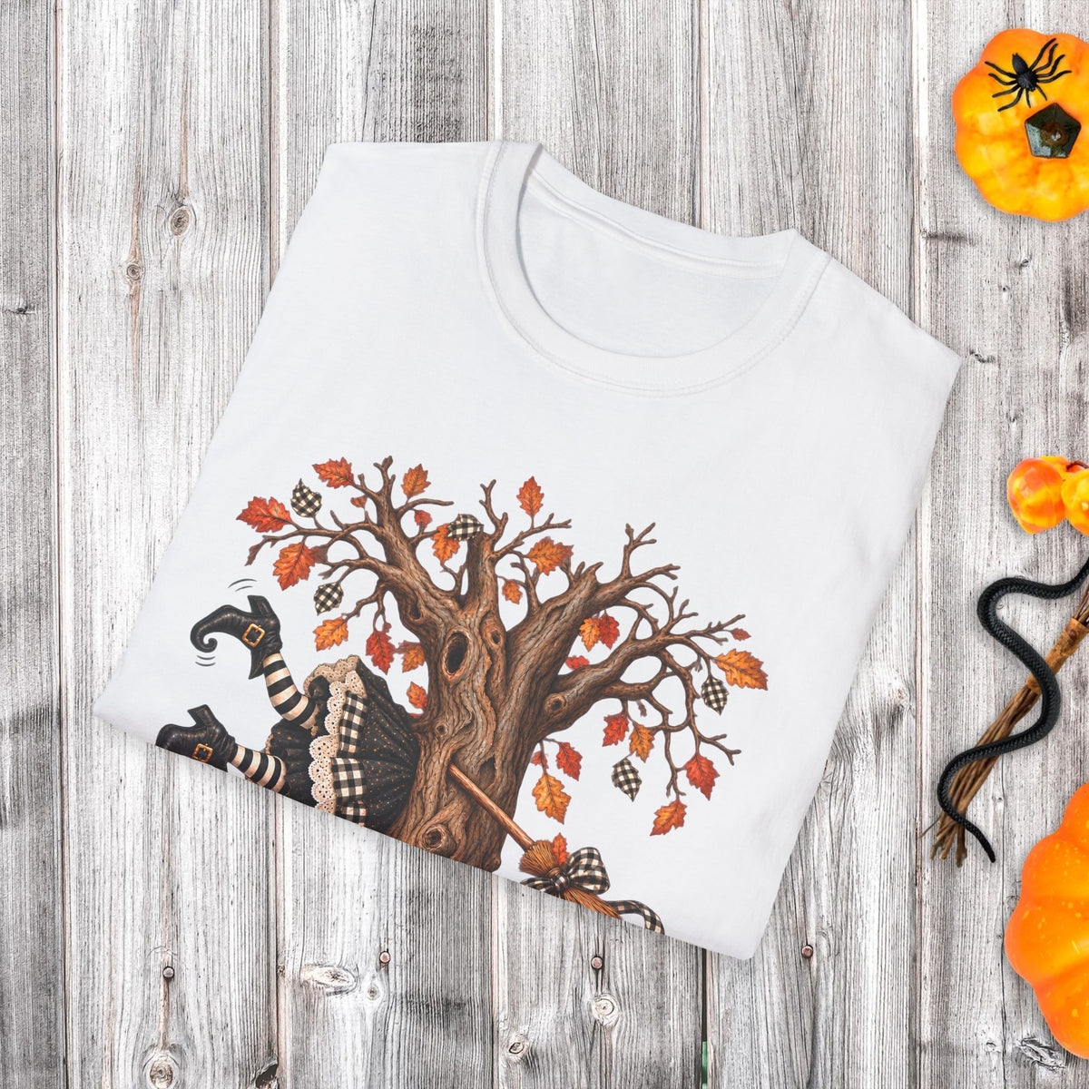Fall Witch T-Shirt — 'Well, Shit' Halloween Tree Design
