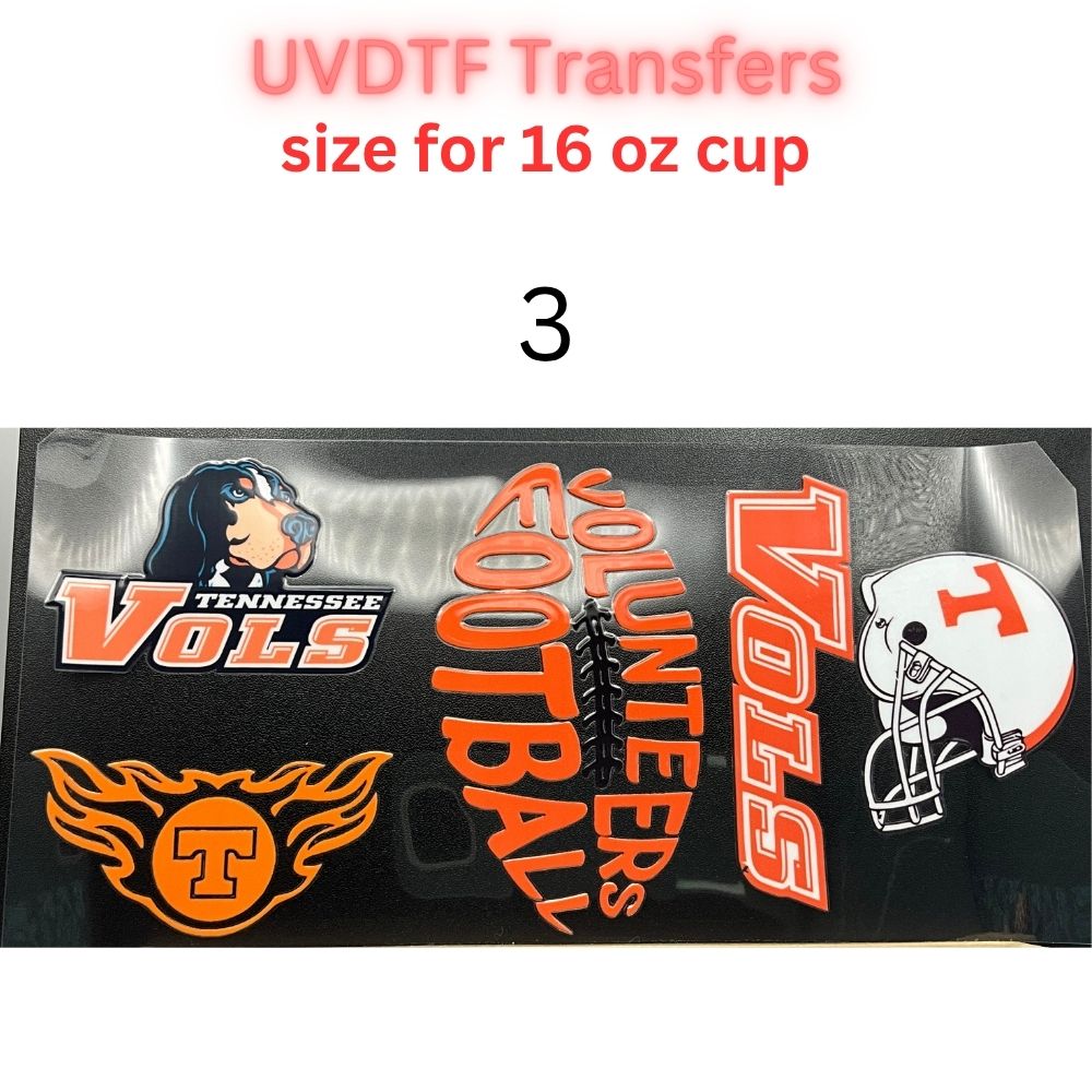 Football Inspired UV DTF Cup Wrap Transfers | Orange & Blue Sports-Themed 16 oz Libby Cup Decals