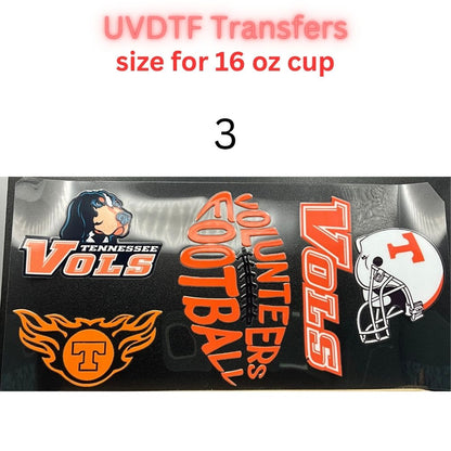 Football Inspired UV DTF Cup Wrap Transfers | Orange & Blue Sports-Themed 16 oz Libby Cup Decals