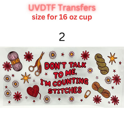 Craft & Giraffe UV DTF Cup Wrap Transfers | Sewing Inspired 16 oz Glass Can Decals | Cute Crafty Cup Wraps