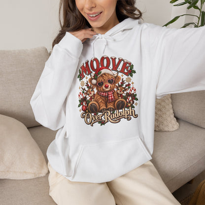Moove Over Rudolph Hoodie — Cute Reindeer Christmas Graphic Sweatshirt