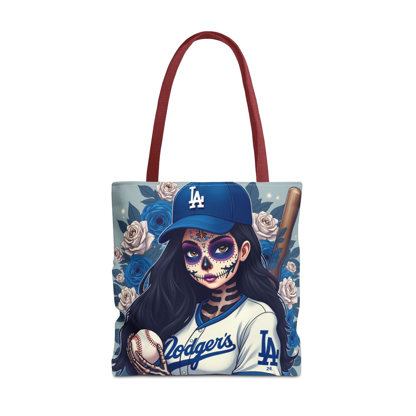 Sugar Skull Baseball Tote Bag, Unique Tote for Sports Fans, Day of the Dead Inspired, Stylish Shopping Bag, Gift for Her