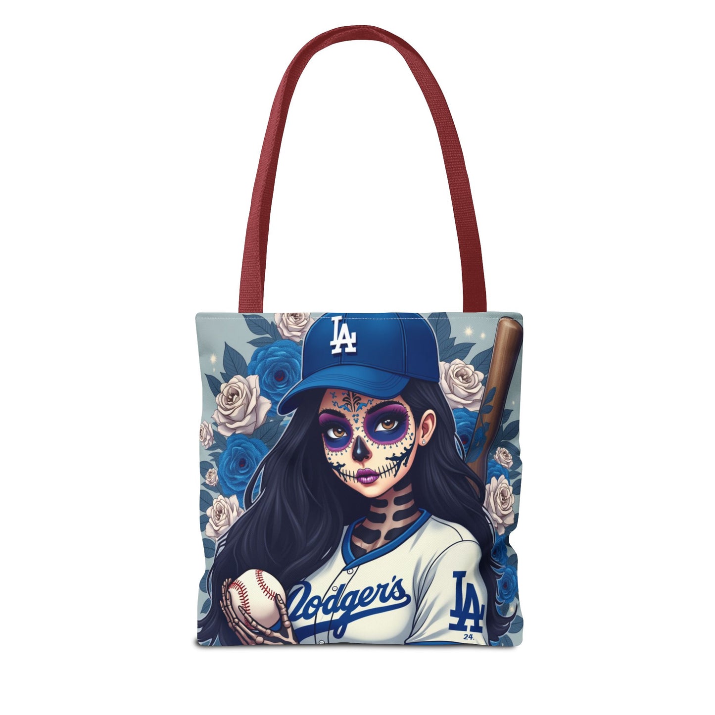 Sugar Skull Baseball Tote Bag, Unique Tote for Sports Fans, Day of the Dead Inspired, Stylish Shopping Bag, Gift for Her