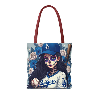 Sugar Skull Baseball Tote Bag, Unique Tote for Sports Fans, Day of the Dead Inspired, Stylish Shopping Bag, Gift for Her