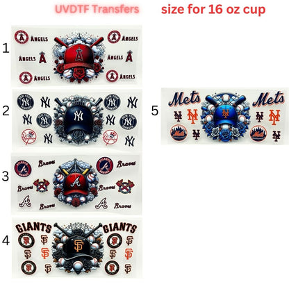Baseball Inspired UVDTF Cup Wrap Transfers | Sports Style 16 oz Glass Cup Decals | Ready To Apply
