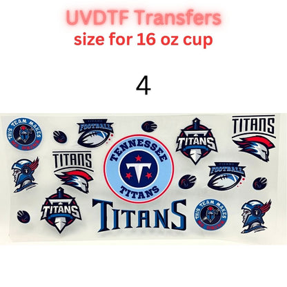 Football Inspired UV DTF Cup Wrap Transfers | Orange & Blue Sports-Themed 16 oz Libby Cup Decals