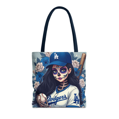 Sugar Skull Baseball Tote Bag, Unique Tote for Sports Fans, Day of the Dead Inspired, Stylish Shopping Bag, Gift for Her
