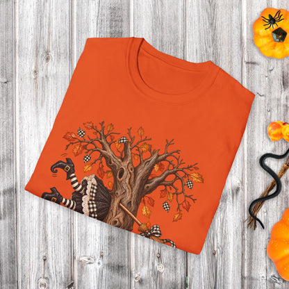 Fall Witch T-Shirt — 'Well, Shit' Halloween Tree Design