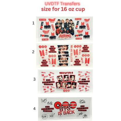 K-Pop Inspired UV DTF Cup Wrap | 16 oz Tumbler Decal | Music Fan Waterproof Transfer | Concert & Fandom Drinkware Sticker