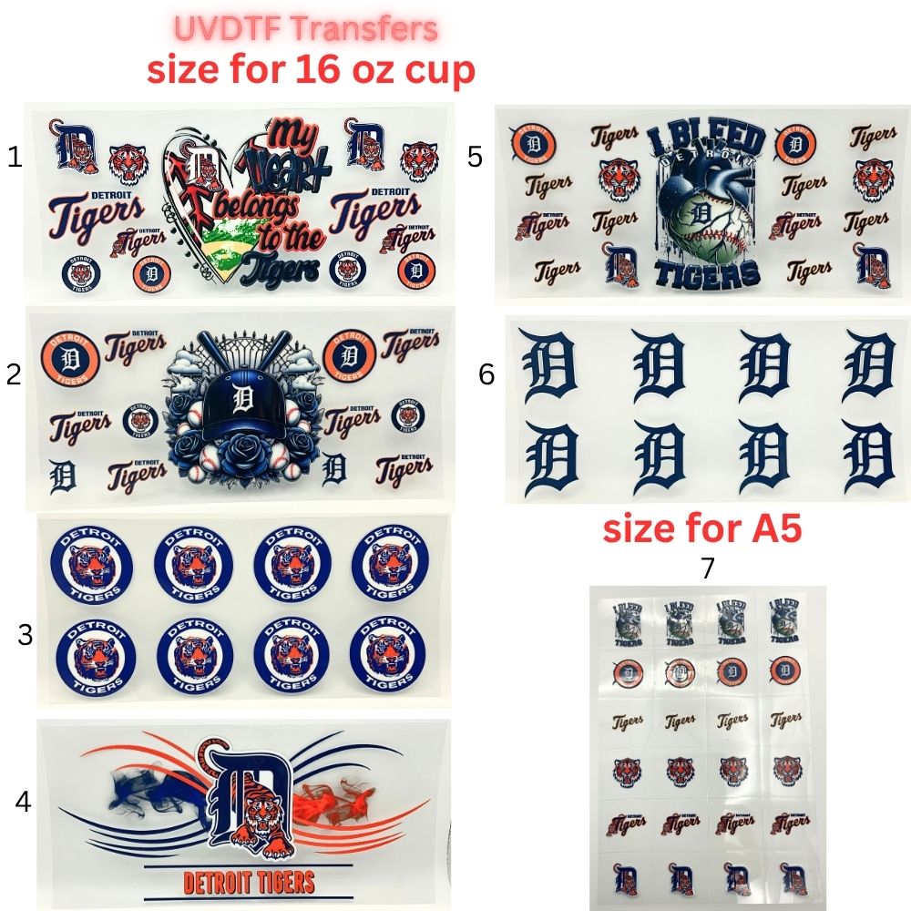 Blue & Orange Baseball-Inspired UV DTF Cup Wrap | 16 oz Tumbler Decal | Big Cat Sports Fan Transfer | Waterproof Drinkware Sticker