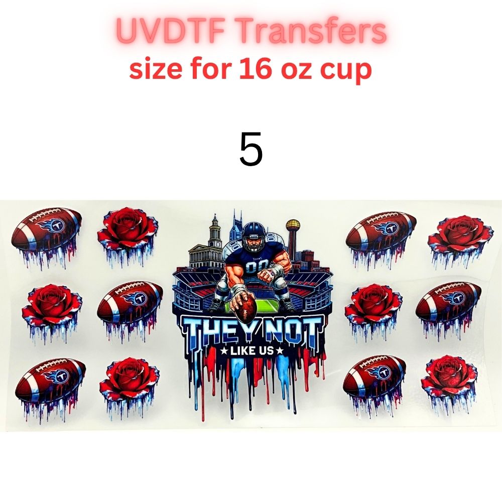 Football Inspired UV DTF Cup Wrap Transfers | Orange & Blue Sports-Themed 16 oz Libby Cup Decals
