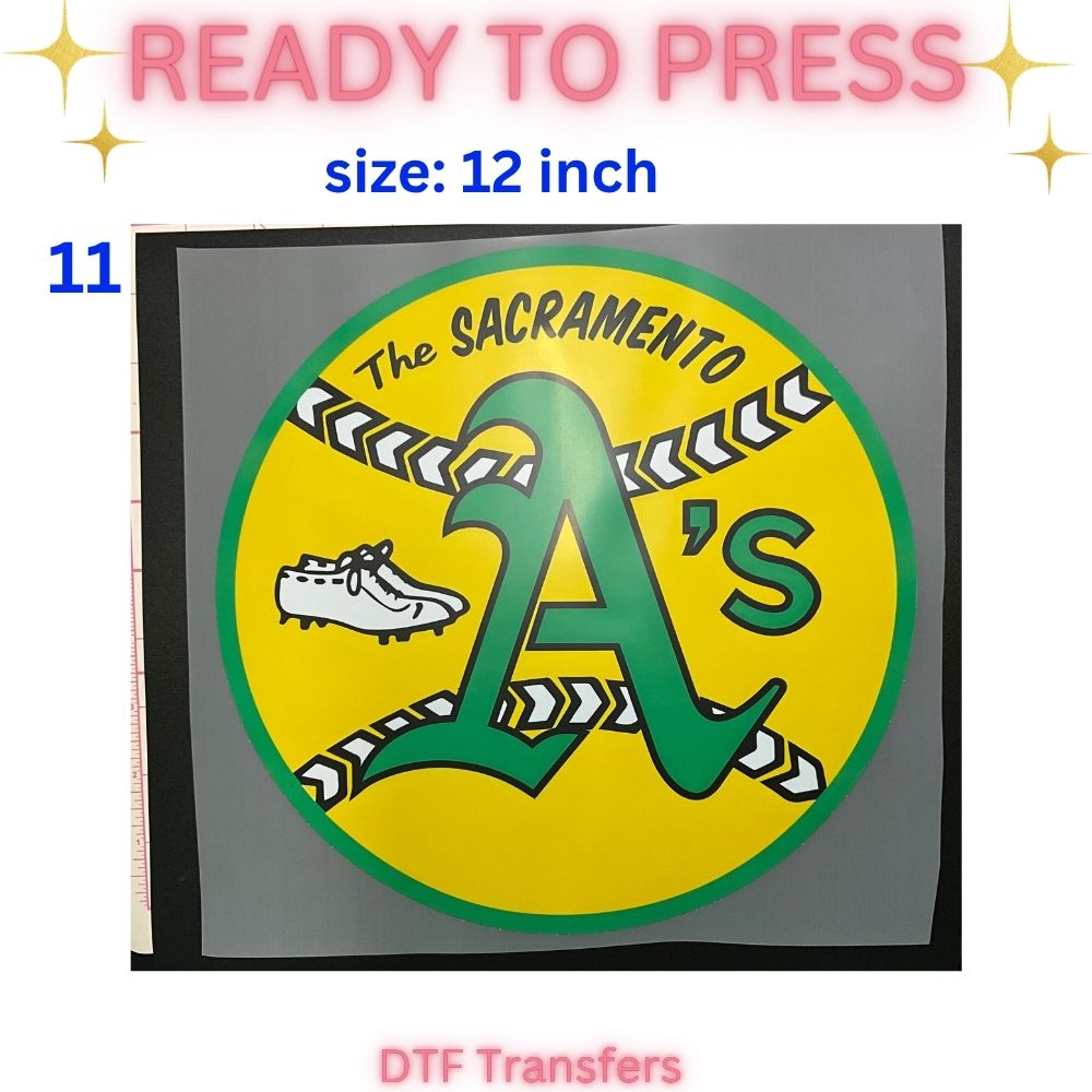 Ready to Press DTF Transfer | Sacramento Baseball Fan Inspired Shirt Transfers | 10 & 12 Inch Heat Transfers | Choose Your Design