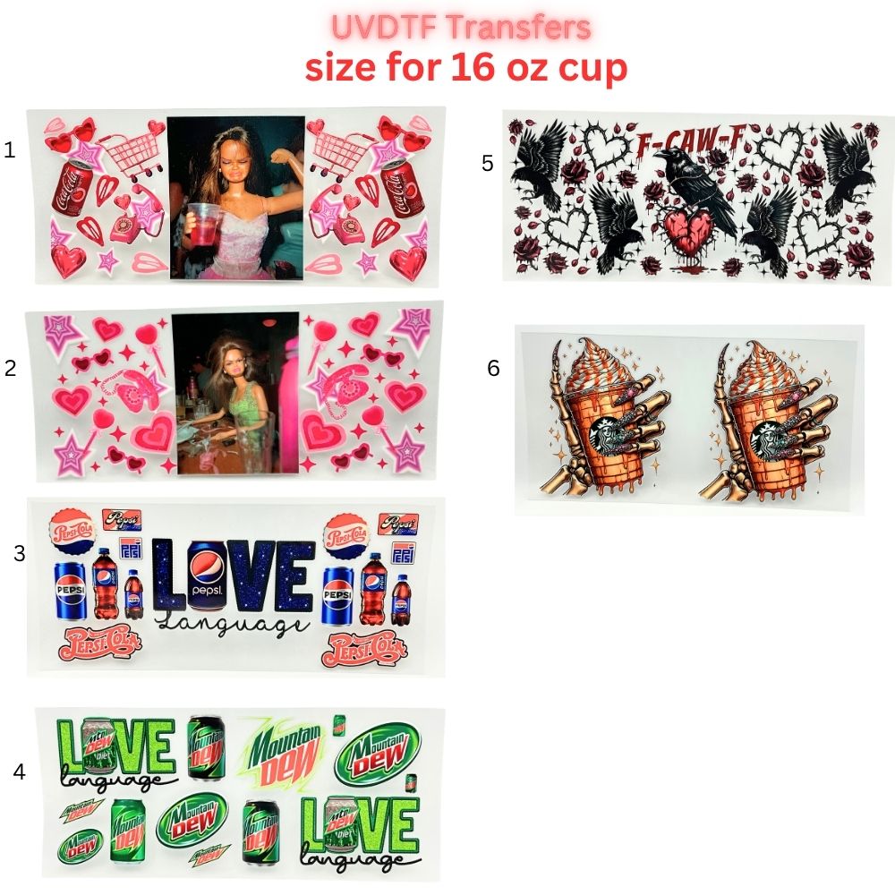 Pink Retro Coquette Vibes UV DTF Cup Wrap – 16 oz Glass Can Transfer – Trendy Hearts, Stars & Vintage Phone Design