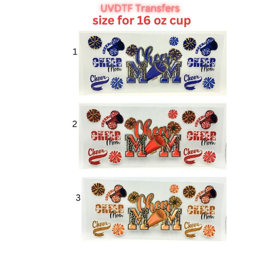Cheer Mom UV DTF Cup Wrap | Cheerleading Mom Transfer Decal | Sports Mom Tumbler Sticker | 16 oz Glass Can Wrap