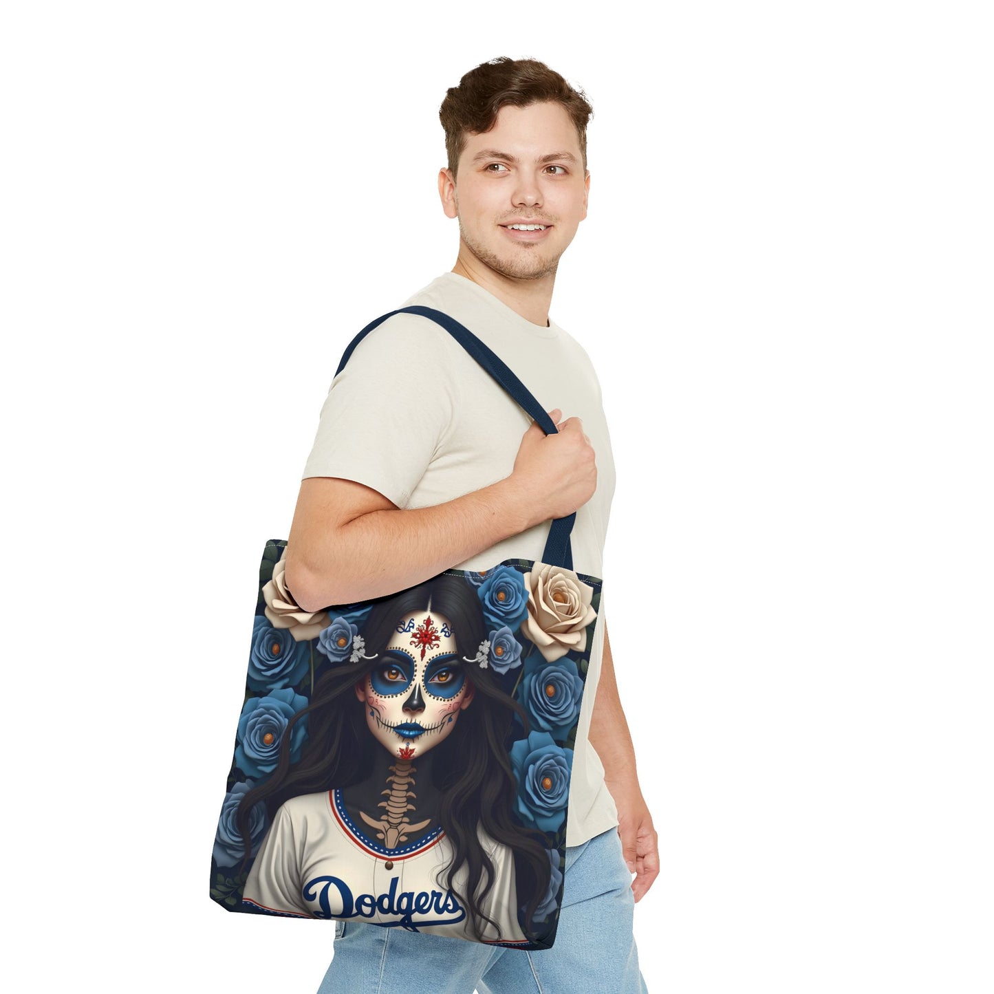 Sugar Skull Floral Tote Bag, Day of the Dead, Boho Style, Eco-Friendly Shopping, Casual Weekend Bag