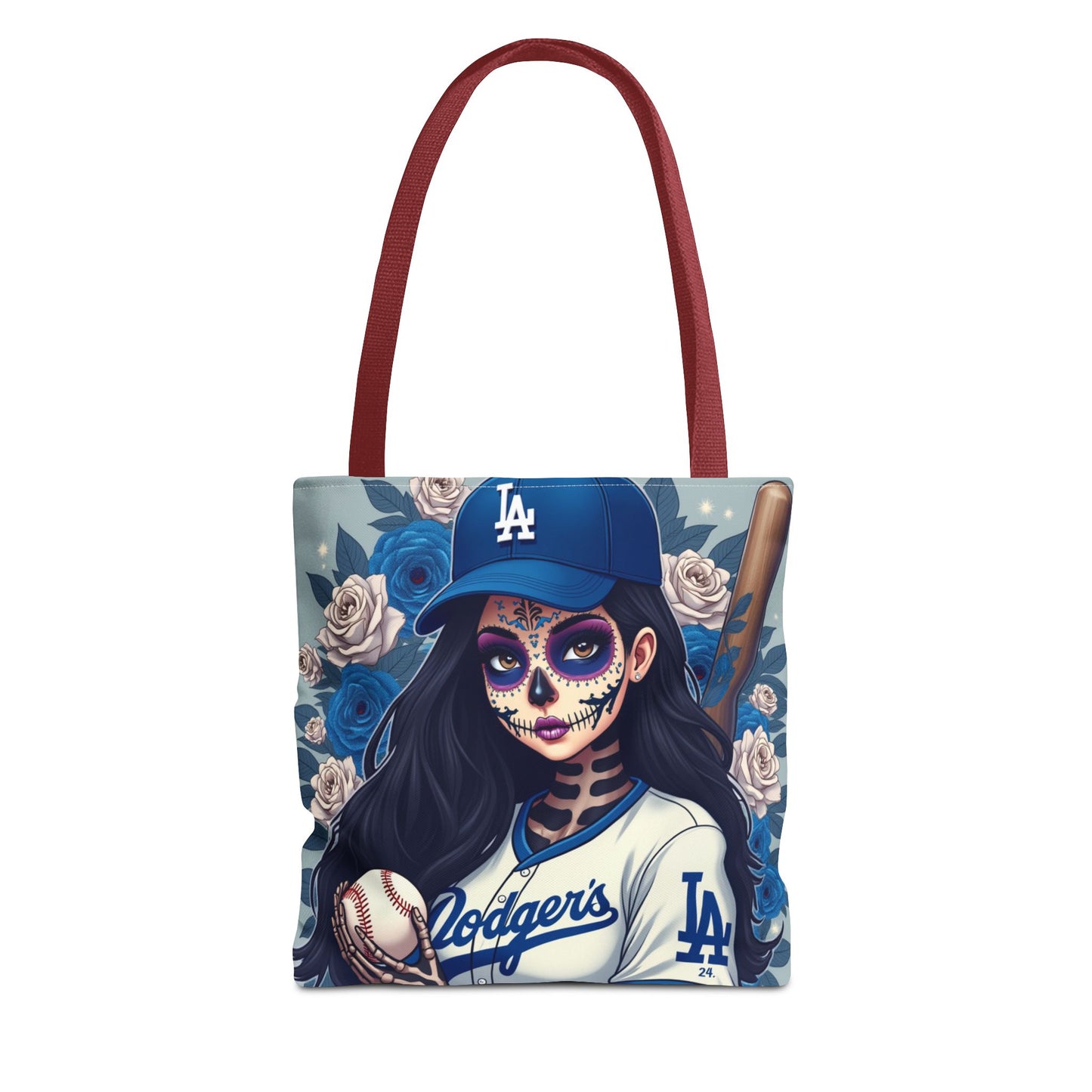 Sugar Skull Baseball Tote Bag, Unique Tote for Sports Fans, Day of the Dead Inspired, Stylish Shopping Bag, Gift for Her