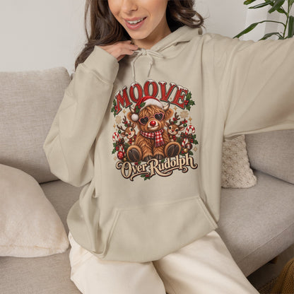 Moove Over Rudolph Hoodie — Cute Reindeer Christmas Graphic Sweatshirt