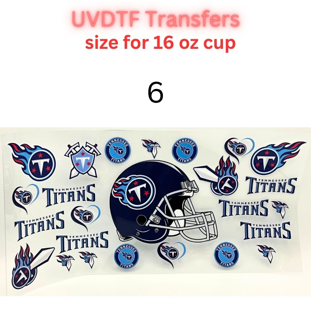 Football Inspired UV DTF Cup Wrap Transfers | Orange & Blue Sports-Themed 16 oz Libby Cup Decals