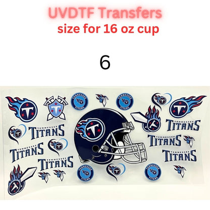Football Inspired UV DTF Cup Wrap Transfers | Orange & Blue Sports-Themed 16 oz Libby Cup Decals