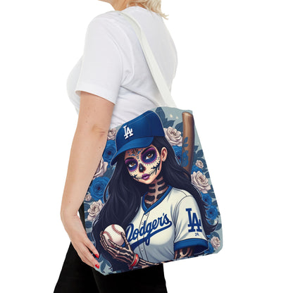 Sugar Skull Baseball Tote Bag, Unique Tote for Sports Fans, Day of the Dead Inspired, Stylish Shopping Bag, Gift for Her