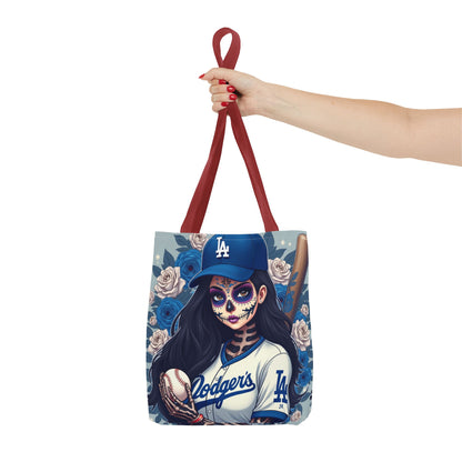 Sugar Skull Baseball Tote Bag, Unique Tote for Sports Fans, Day of the Dead Inspired, Stylish Shopping Bag, Gift for Her