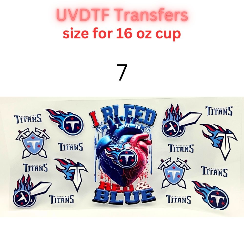 Football Inspired UV DTF Cup Wrap Transfers | Orange & Blue Sports-Themed 16 oz Libby Cup Decals