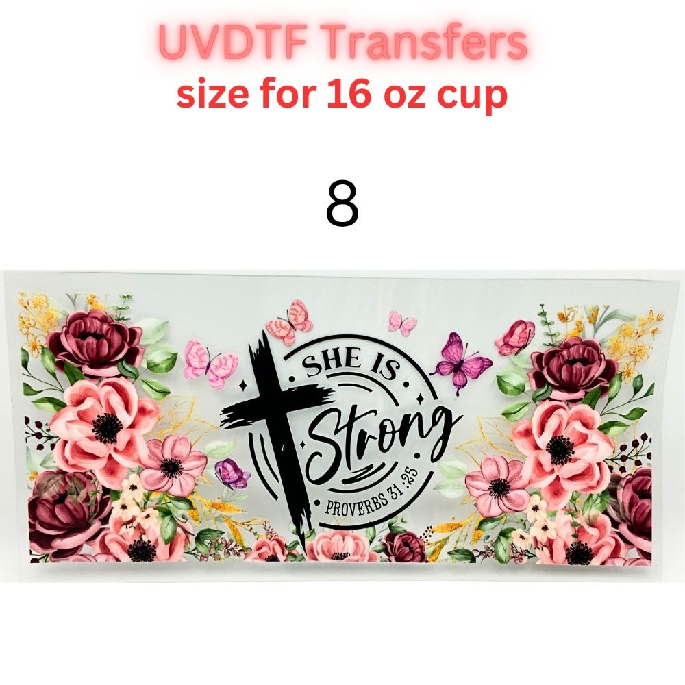 Faith, Western & Floral UV DTF Cup Wrap Transfers | Inspirational & Boho 16 oz Libby Cup Decals