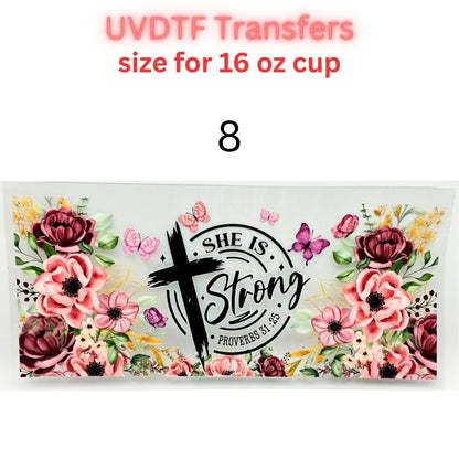 Faith, Western & Floral UV DTF Cup Wrap Transfers | Inspirational & Boho 16 oz Libby Cup Decals