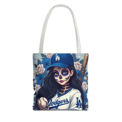 Sugar Skull Baseball Tote Bag, Unique Tote for Sports Fans, Day of the Dead Inspired, Stylish Shopping Bag, Gift for Her