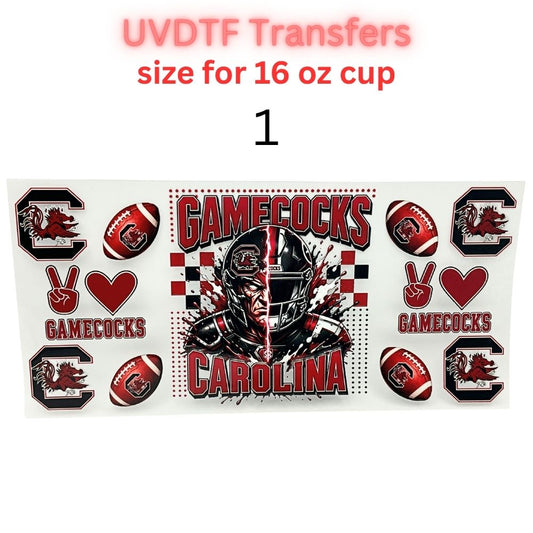Garnet & Black Football-Themed UV DTF Cup Wrap Decals | 16 oz Cup Transfers | Mascot-Inspired Sports Designs | Waterproof Tumbler Stickers
