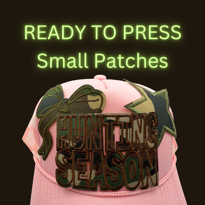 Camo Hunting Season Patches – Ready to Press Small Iron-On Embroidery Appliques